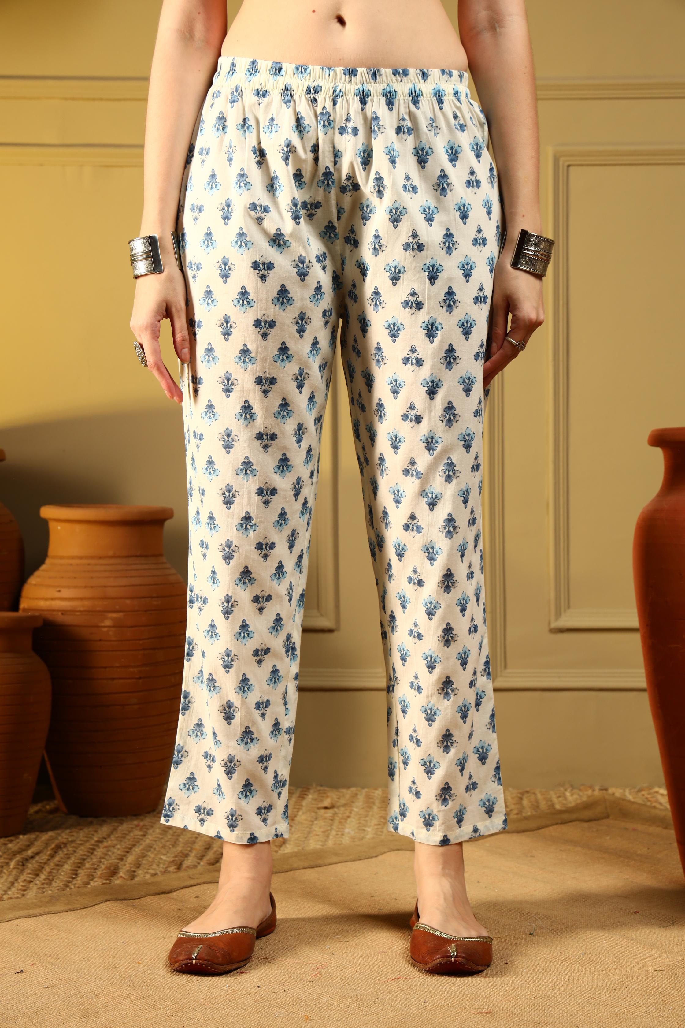 Moonlight Mist White & Blue Kurta Set