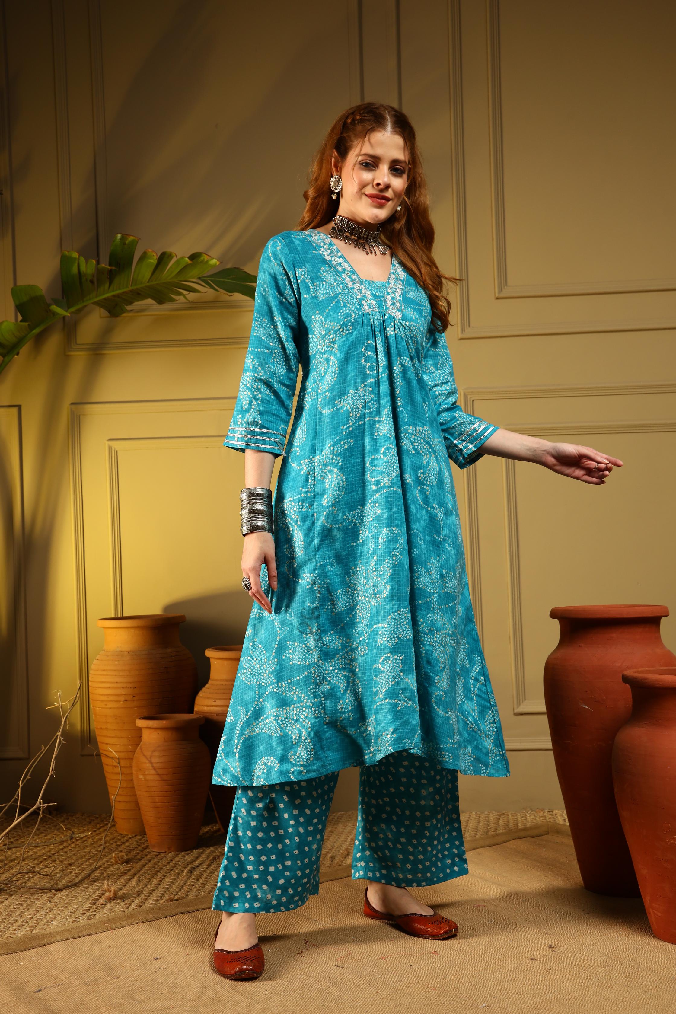 Ocean Breeze Blue Printed Kurta Set