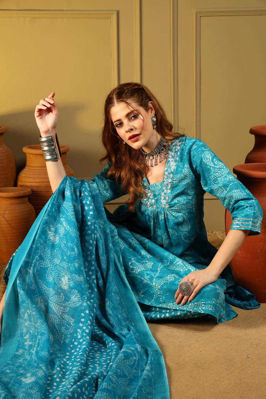 Ocean Breeze Blue Printed Kurta Set