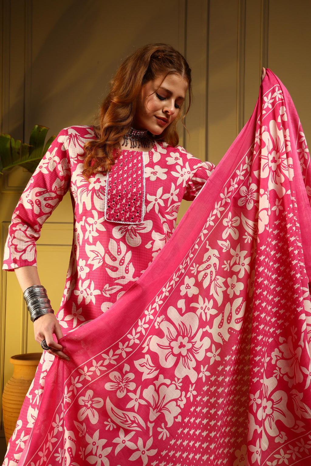 Blossom Charm Pink Printed Kurta Set