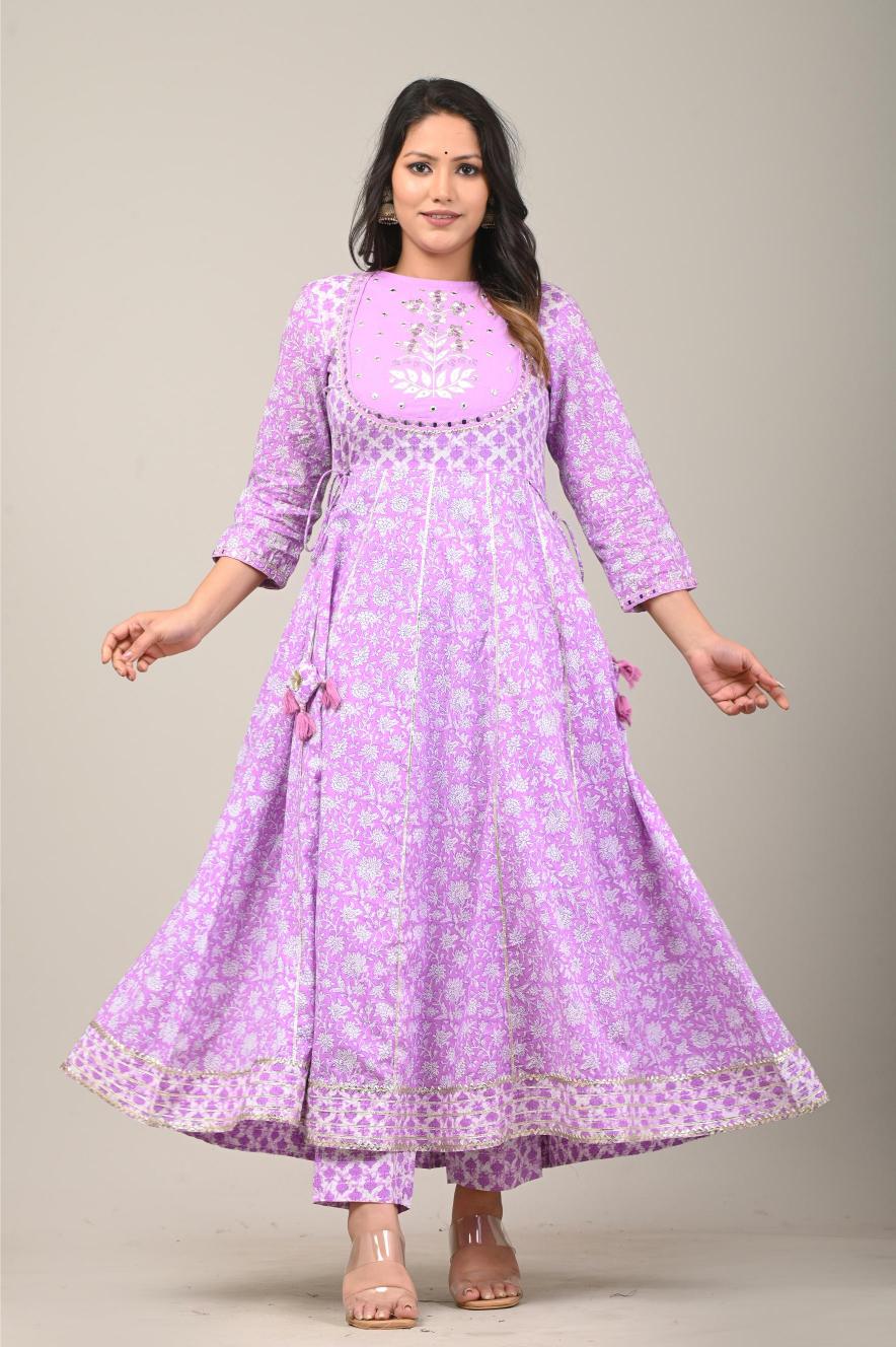 Lavender Anarkali Kurta Set