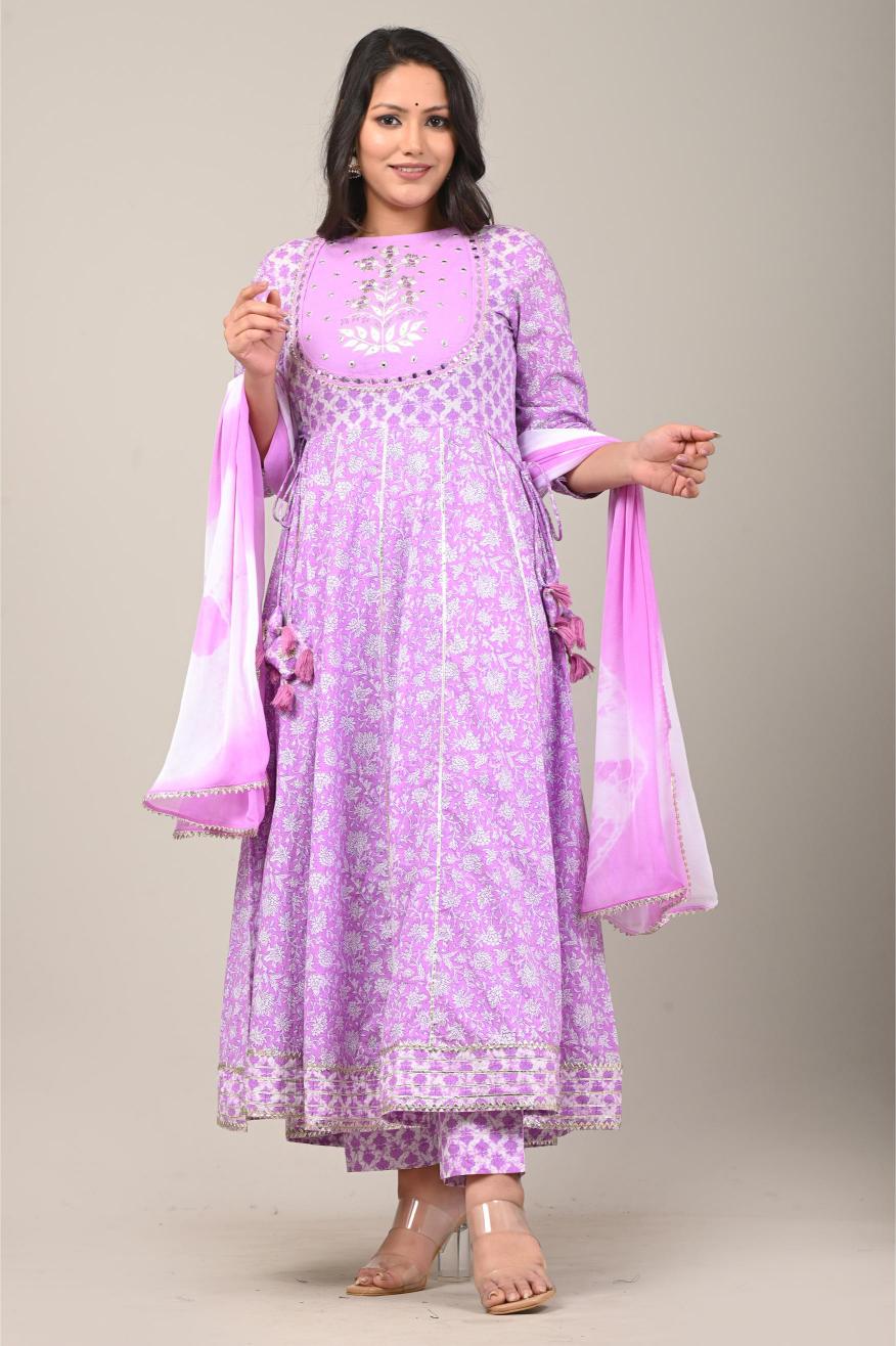 Lavender Anarkali Kurta Set