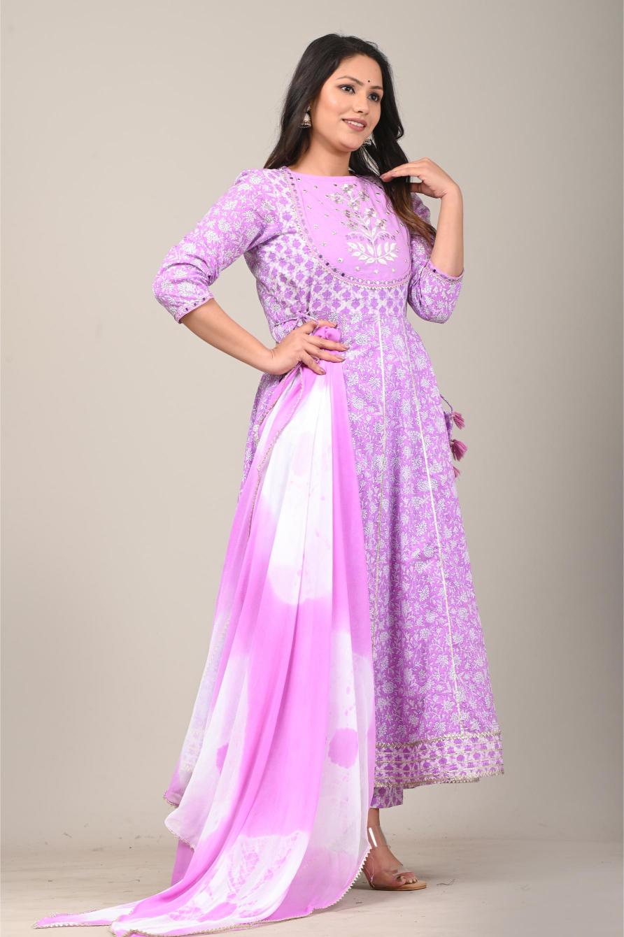 Lavender Anarkali Kurta Set