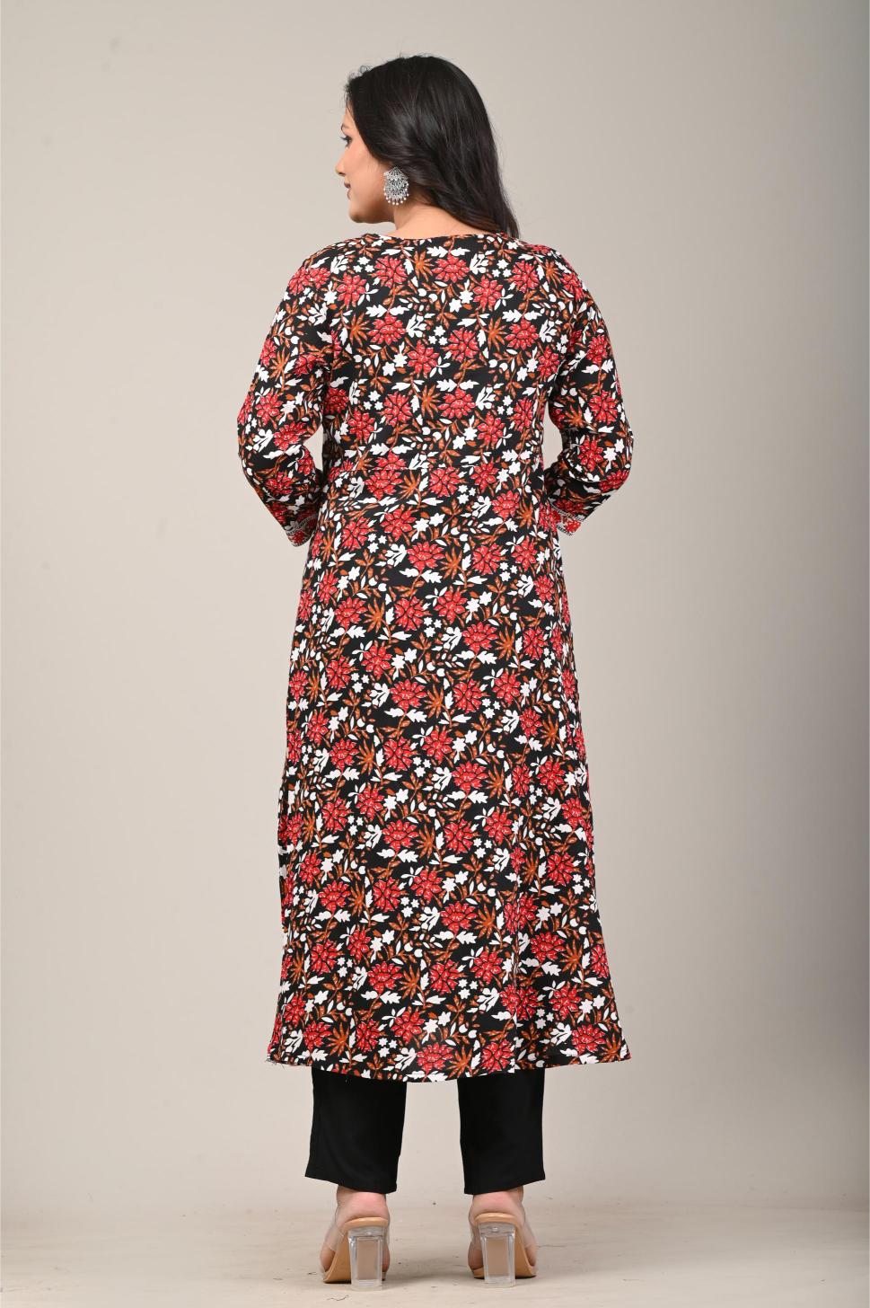 Floral Printed Cotton Kurta Set with Contrasting Dupatta