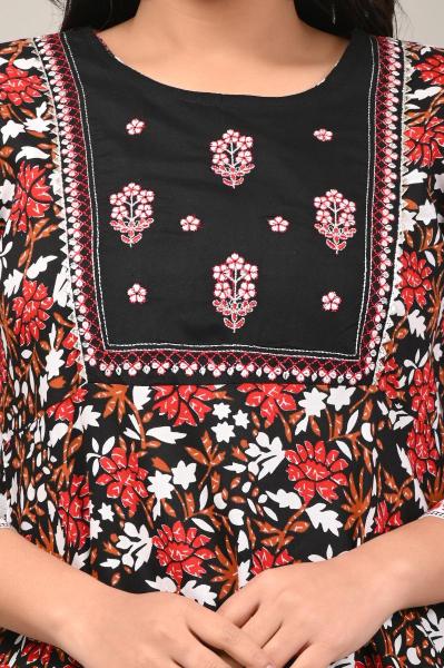 Floral Printed Cotton Kurta Set with Contrasting Dupatta