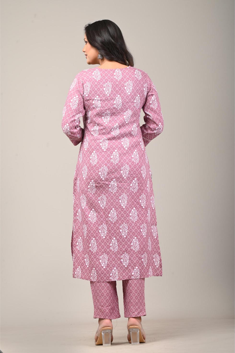 Handblock Printed Cotton Kurta Set