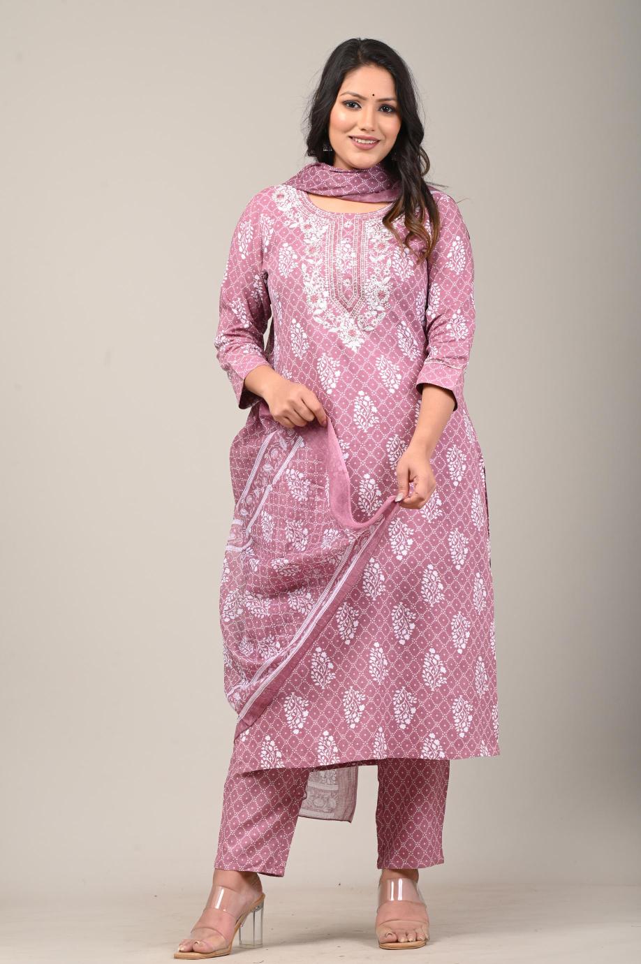 Handblock Printed Cotton Kurta Set
