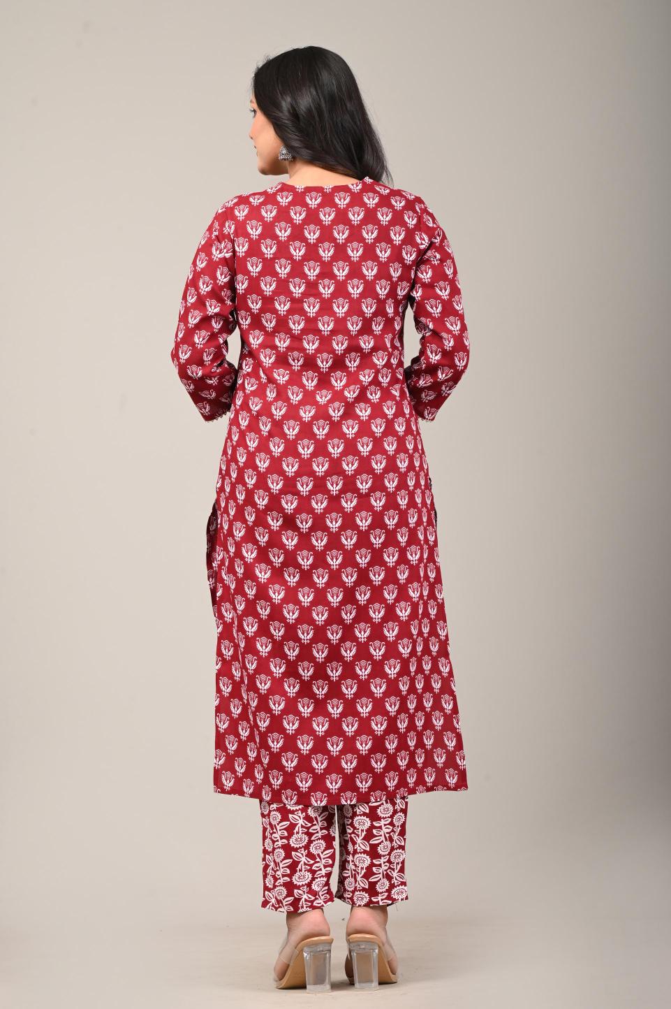 Hand-Block Printed Cotton Kurta Set