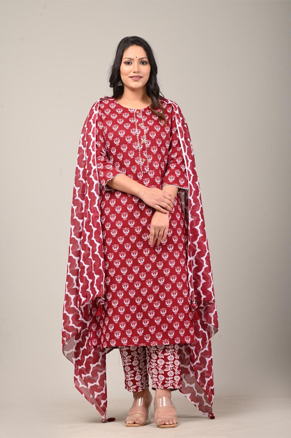 Hand-Block Printed Cotton Kurta Set