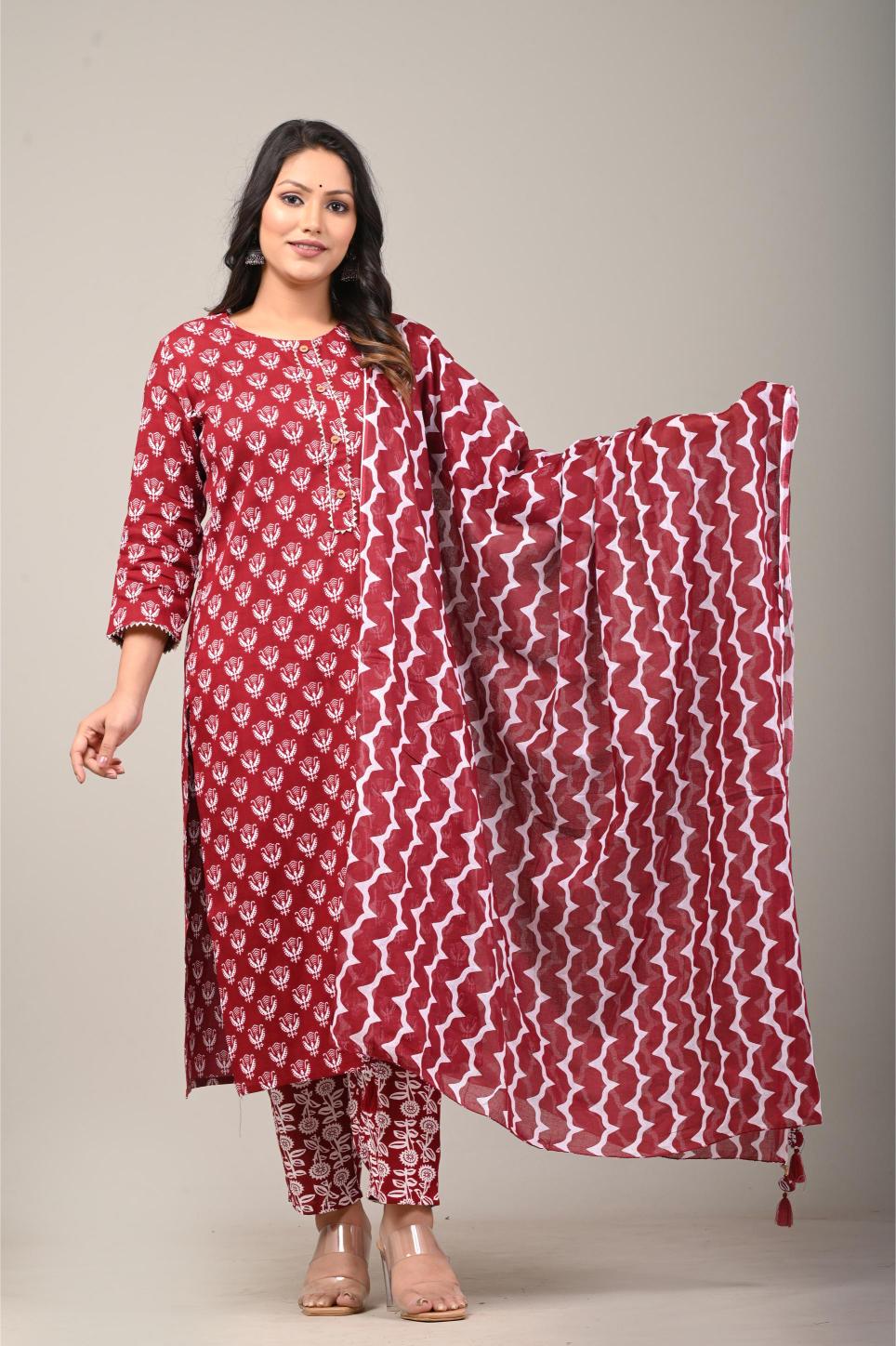 Hand-Block Printed Cotton Kurta Set