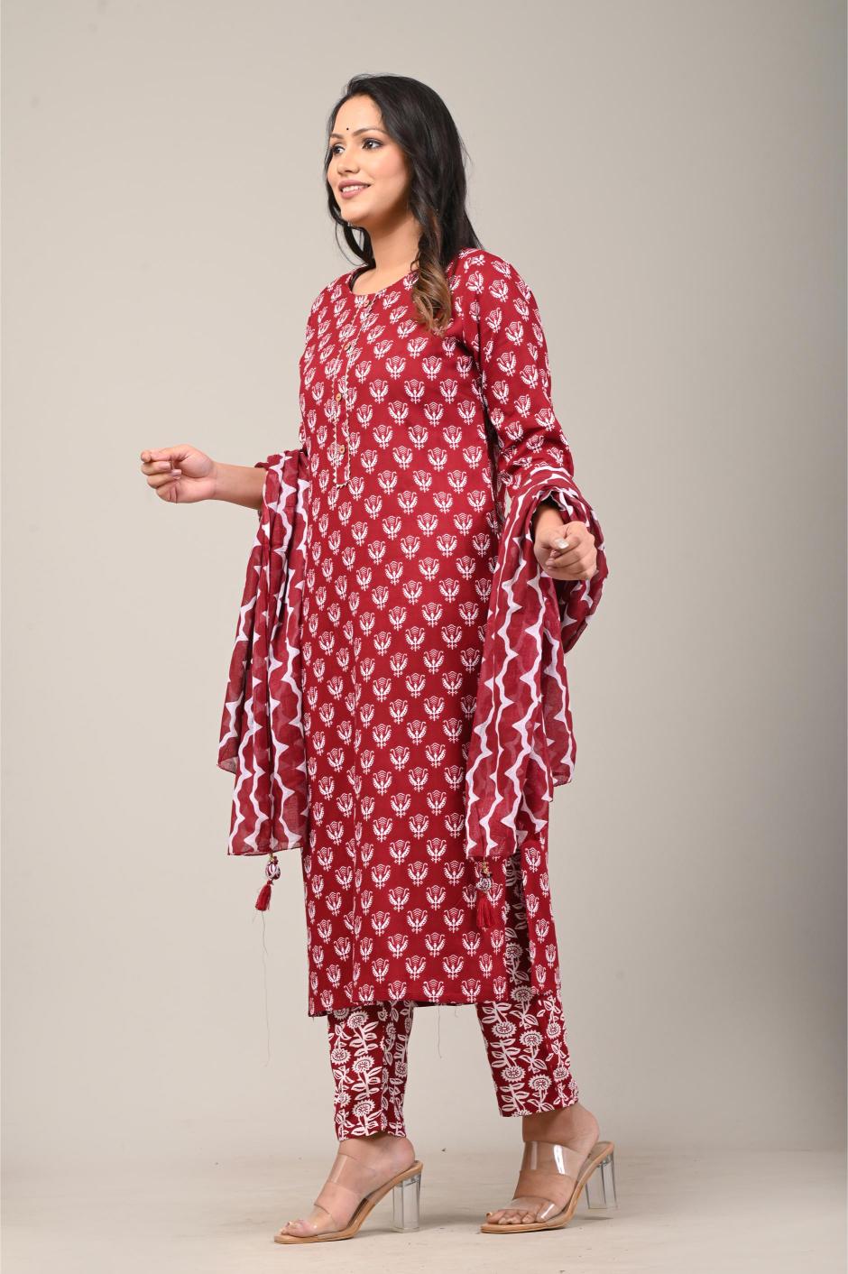 Hand-Block Printed Cotton Kurta Set