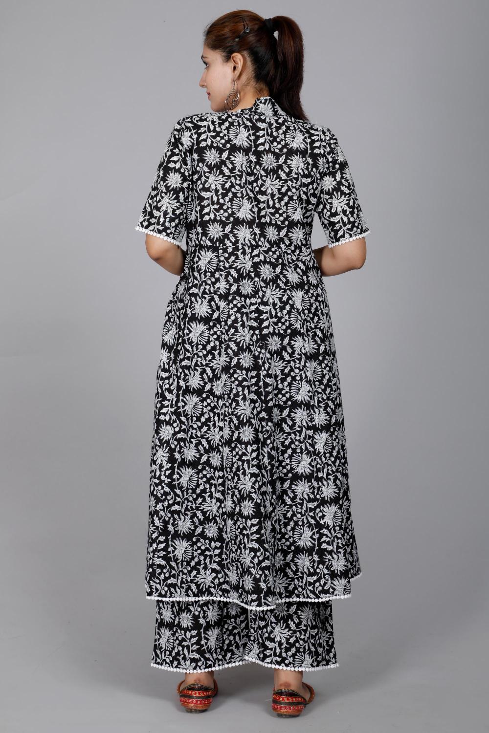 Floral Printed Cotton A-Line Kurta Set