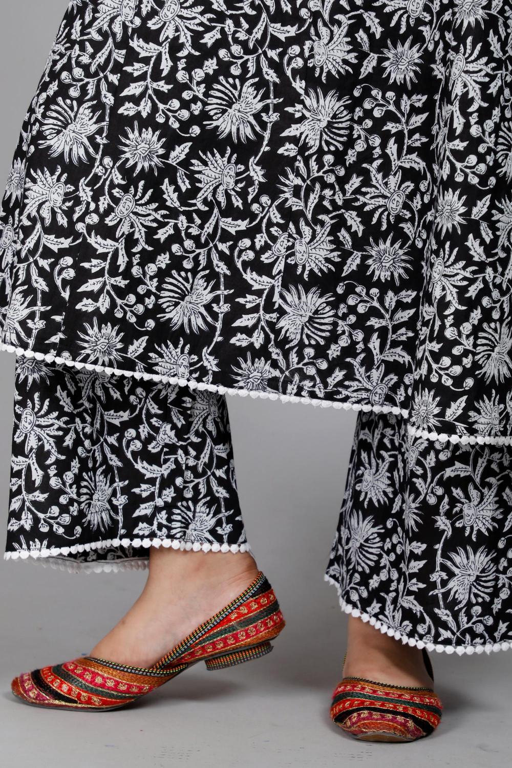 Floral Printed Cotton A-Line Kurta Set