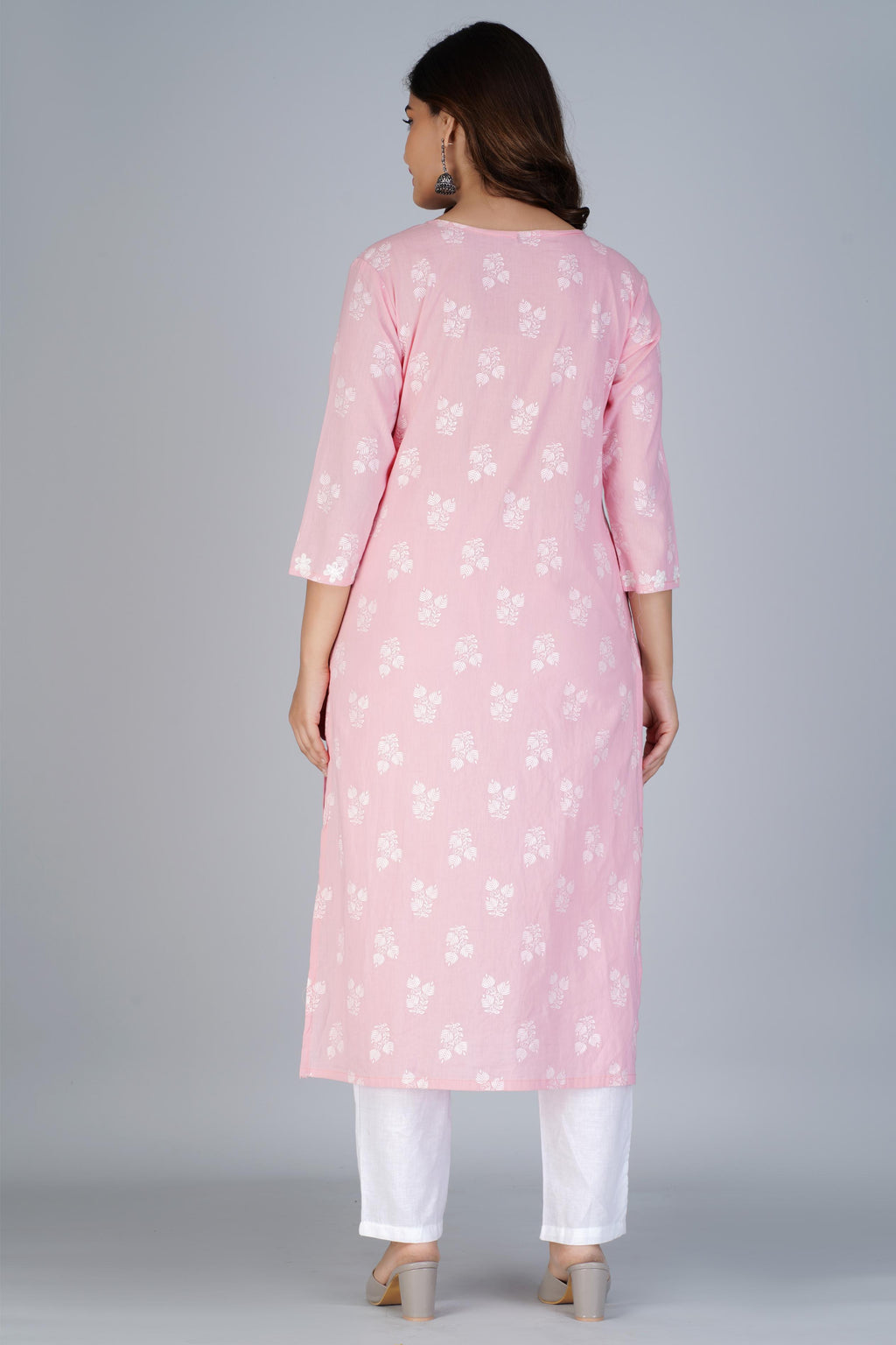 Blush Pink Embroidered Cotton Kurta Set